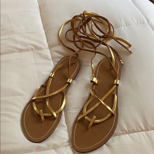 Zara gold lace up sandals
